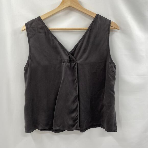 Lunya gray silk split back tank - Picture 3 of 4